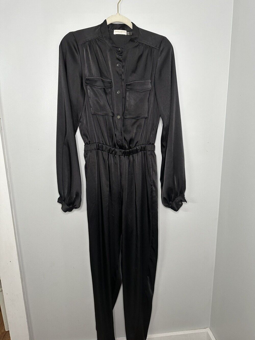 Ramy Brook Women's Skinny Ankle Button Jumpsuit Black Size S